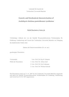Genetic and biochemical characterisation of Arabidopsis thaliana pantothenate synthetase [Elektronische Ressource] / Rafał Kazimierz Jończyk