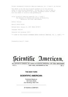 Scientific American magazine, Vol. 2 Issue 1 - The advocate of Industry and Journal of Scientific, - Mechanical and Other Improvements