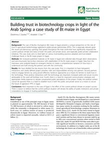 Building trust in biotechnology crops in light of the Arab Spring: a case study of Bt maize in Egypt
