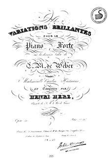 Partition complète, Variations Brillantes sur la Derniere Valse de C.M. de Weber, Op.51