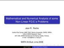 Mathematical and Numerical Analysis of some Non Linear P D E  s Problems