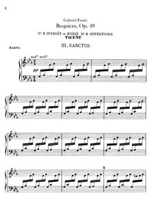 Partition harpe, Requiem en D minor, D minor, Fauré, Gabriel