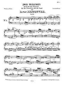 Partition complète, 2 préludes, Zwei Präludien durch alle Dur-Tonarten für das Pianoforte oder die Orgel, Op.39Two Preludes through All Major Keys for Piano or OrganDeux Preludes par tous les 12 tons majeurs par Ludwig van Beethoven