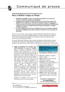 Communiqué de presse -  Barry Callebaut
