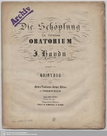 Partition violon I, Die Schöpfung, Hob.XXI:2, The Creation, Haydn, Joseph