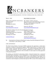 Public Comment CRE Lending North Carolina Bankers Association