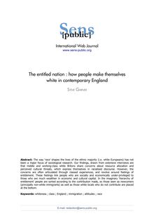The entitled nation : how people make themselves white in contemporary England