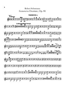 Partition trompette 1, 2 (en C), Genoveva, Op.81, Schumann, Robert