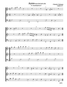 Partition , Saraband en F major, VdGS No.197 - partition complète, Aris pour 3 violes de gambe
