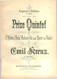 Partition Alternate viole de gambe couverture couleur, quintette pour cor et cordes, Op.49