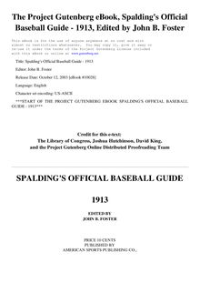 Spalding s Official Baseball Guide - 1913