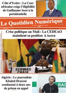 Quotidien numérique d’Afrique n°1501 - du jeudi 17 septembre 2020