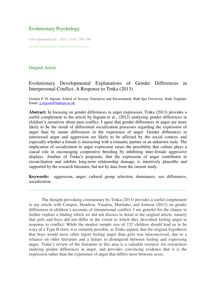 Evolutionary developmental explanations of gender differences in interpersonal conflict: A response to Trnka (2013)
