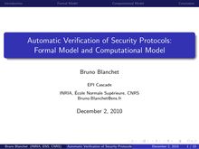 Introduction Formal Model Computational Model Conclusion