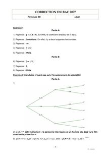 Corrige Bac Mathematiques 2007 SES