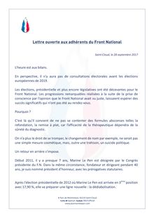 Lettre ouverte de Jean-Marie Le Pen au comité central du FN
