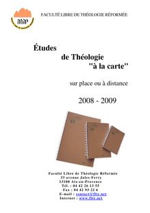 Études de Théologie "à la carte" 2008 - 2009