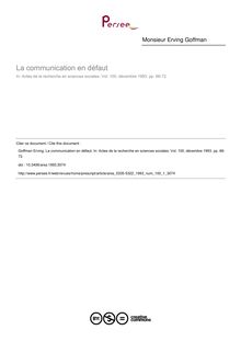 La communication en défaut - article ; n°1 ; vol.100, pg 66-72