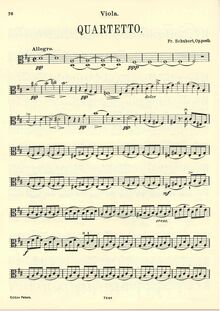Partition viole de gambe, corde quatuor No. 7 en D Major, D.94, Schubert, Franz