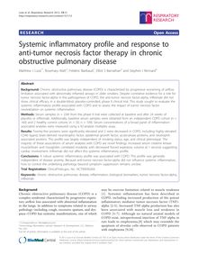 Systemic inflammatory profile and response to anti-tumor necrosis factor therapy in chronic obstructive pulmonary disease