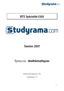 Corrigé BTS 2017 Mathématiques CGO.