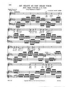 Partition My heart at thy dear voix (anglais title) - partition complète, Samson et Dalila, Op.47