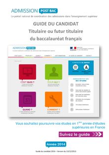 GUIDE DU CANDIDAT 2014 : Titulaire ou futur titulaire du baccalauréat français 