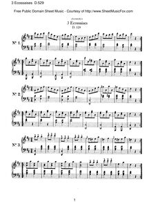 Partition 3 Ecossaises, Ecossaises, D.529, Schubert, Franz