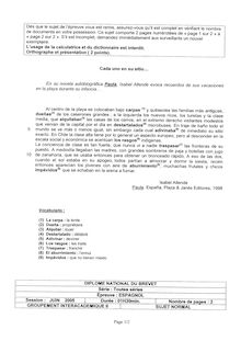 Espagnol 2005 Brevet (filière générale)