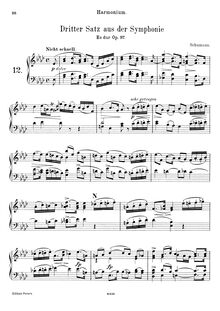 Partition Harmonium , partie, Symphony No.3, Op.97, "Rhenish"