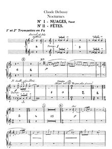 Partition trompette 1/2, 3 (F), nocturnes, Debussy, Claude