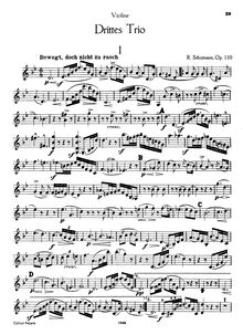 Partition de violon, Piano Trio No.3, Op.110, Schumann, Robert