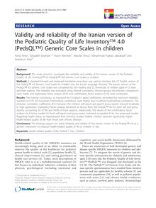 Validity and reliability of the Iranian version of the Pediatric Quality of Life Inventory™ 4.0 (PedsQL™) Generic Core Scales in children