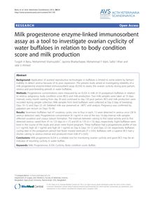 Milk progesterone enzyme-linked immunosorbent assay as a tool to investigate ovarian cyclicity of water buffaloes in relation to body condition score and milk production
