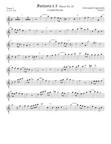 Partition ténor viole de gambe 1, octave aigu clef, Fantasia pour 5 violes de gambe par John Coperario