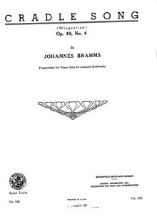 Partition complète, 5 chansons, Brahms, Johannes par Johannes Brahms