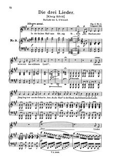 Partition No.3 Die drei chansons (filter), 3 Balladen, Op.3, Loewe, Carl