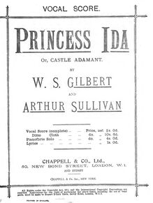 Partition complète, Princess Ida, ou Castle Adamant, Sullivan, Arthur