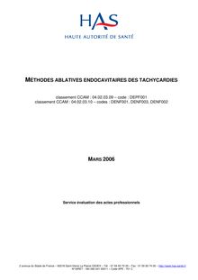 Méthodes ablatives endocavitaires des tachycardies - Rapport Method ablativ endocavit tachycardies