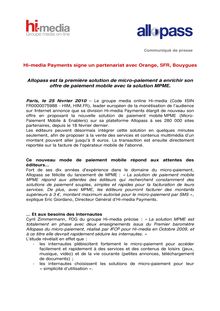 Hi-media Payments signe un partenariat avec Orange, SFR, Bouygues ...