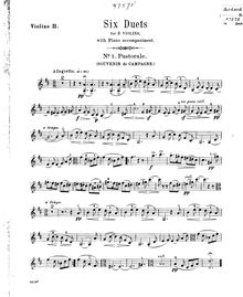 Partition violon 2 , partie, Six duettini pour deux violons, Godard, Benjamin par Benjamin Godard