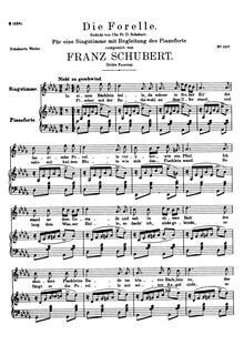 Partition 3rd version, Die Forelle, The Trout, Schubert, Franz