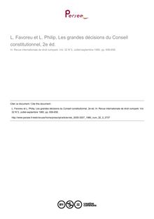 L. Favoreu et L. Philip, Les grandes décisions du Conseil constitutionnel, 2e éd. - note biblio ; n°3 ; vol.32, pg 656-658