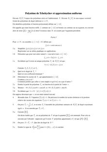 Sujet : Algèbre linéaire, Polynômes de Tchebychev et approximation uniforme
