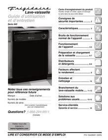 Notice Lave-vaisselle Frigidaire  FDB641RAS2