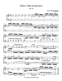 Partition Gottes Sohn ist kommen, BWV 703, choral préludes, Bach, Johann Sebastian