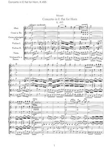 Partition complète, cor Concerto, Horn Concerto No.4, E♭ major, Mozart, Wolfgang Amadeus par Wolfgang Amadeus Mozart