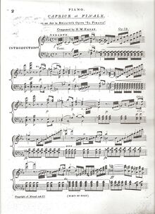Partition Piano , partie, Introduction, Caprices et finale de Il Pirate Op. 19