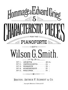 Partition Cover et Catalog Pages, Hommage à Edvard Grieg, Op.18