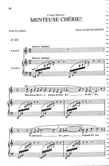 Partition complète (C Major: medium voix et piano), Menteuse chérie!